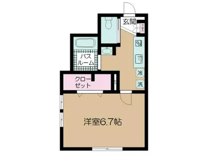 フェリーチェ洗足池(1K/2階)の間取り写真