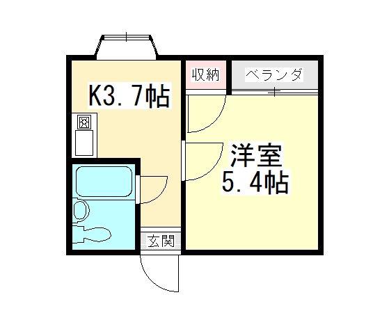 みすずコーポIII(1K/2階)の間取り写真