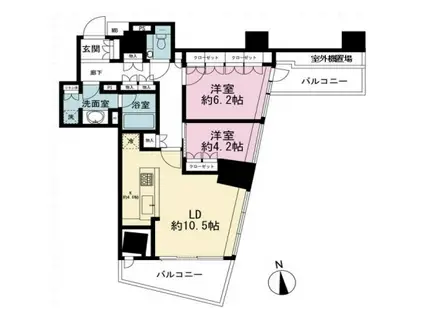 ザ・パークハウス西麻布レジデンス(2LDK/7階)の間取り写真