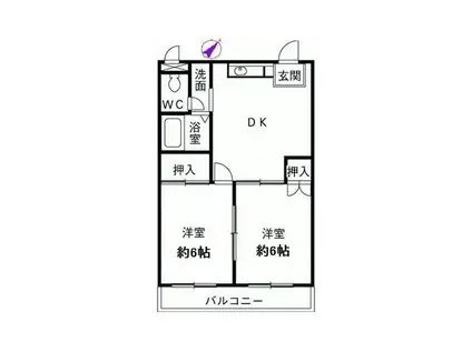 プリメールマンション(2DK/1階)の間取り写真