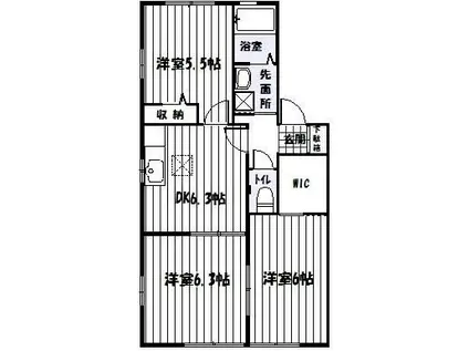 サンハイツⅢ(3DK/1階)の間取り写真