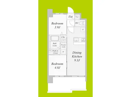 セレニテフラン谷町四丁目アリエ(2DK/10階)の間取り写真