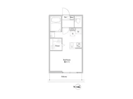 エルスタンザ四ツ木イースト(ワンルーム/2階)の間取り写真