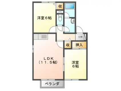 セジュール鷹清水(2LDK/1階)の間取り写真