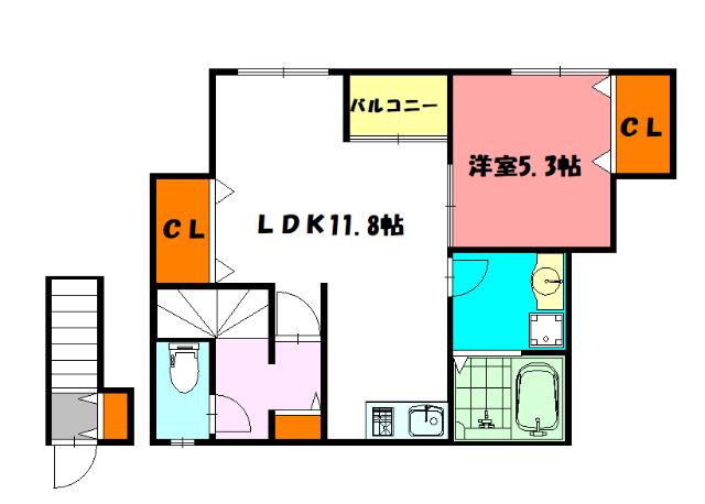SORA(1LDK/2階)の間取り写真