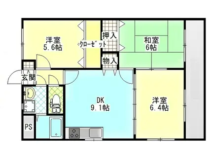 サンモール壱番館(3DK/2階)の間取り写真