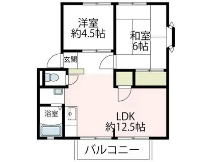 昭英ハイツ A(2LDK/2階)の間取り写真