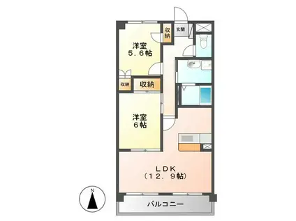 ウィルコート(2LDK/5階)の間取り写真