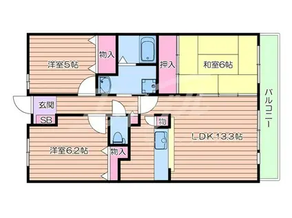 ヴェルデュール・カー(3LDK/5階)の間取り写真