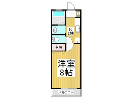 メイツハクビII B(1K/1階)の間取り写真