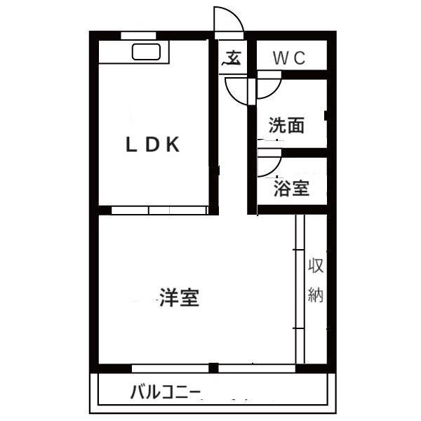 オクシンシティハイツ(1LDK/2階)の間取り写真