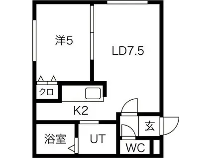 ガーデンコート栄町(1LDK/3階)の間取り写真