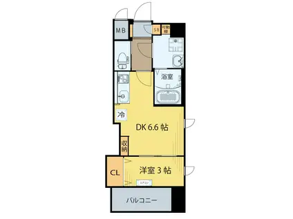 クラウド泉中央イースト(1DK/1階)の間取り写真