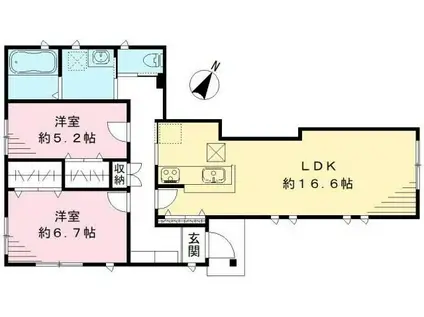 上大崎アパート(2LDK/1階)の間取り写真