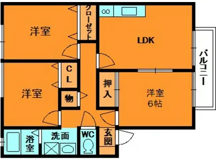 シャルマン二番館(3LDK/2階)の間取り写真
