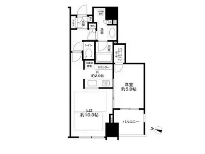 大崎ウエストシティタワーズ(1LDK/15階)の間取り写真