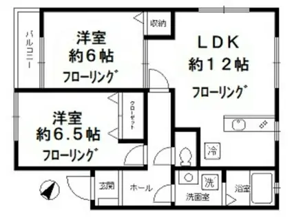 コーポワセダ(2LDK/1階)の間取り写真