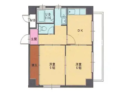 メゾンイリエ(2DK/2階)の間取り写真