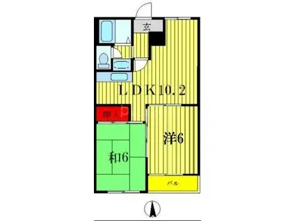 ハイツアップル(2LDK/2階)の間取り写真