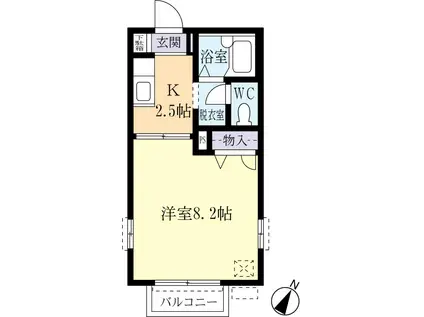 スプリーム成城C(1K/2階)の間取り写真