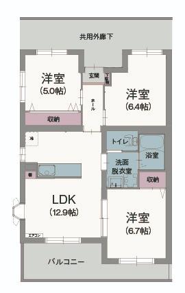 エクセルシオール(3LDK/2階)の間取り写真