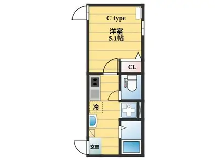 フィオーレ栗原(1K/1階)の間取り写真