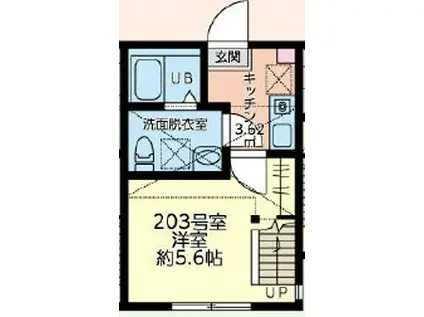 リアンスコートアールエス(1K/2階)の間取り写真