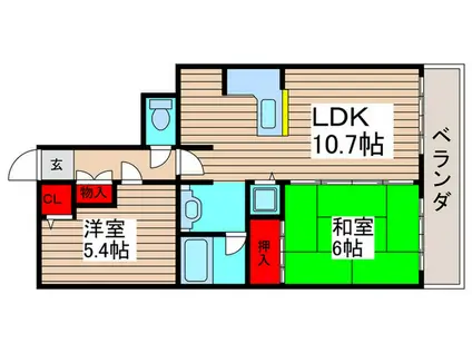 ライオンズマンション下総中山第3(2LDK/3階)の間取り写真