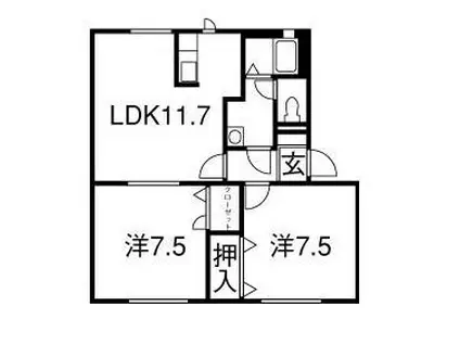 パークアベニュー松海ヶ丘(2LDK/2階)の間取り写真