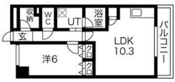 S-RESIDENCE 学園坂(1LDK/3階)の間取り写真