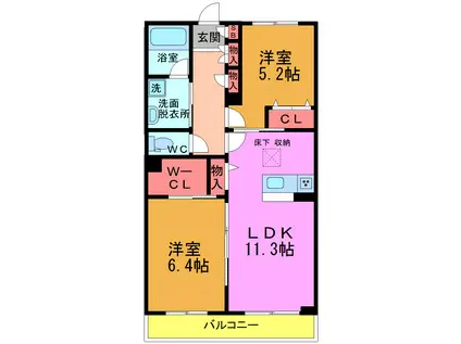 コントレイル(2LDK/1階)の間取り写真