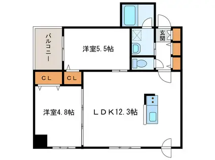 PARTIRE創成イースト パルティーレ創成イースト(2LDK/6階)の間取り写真