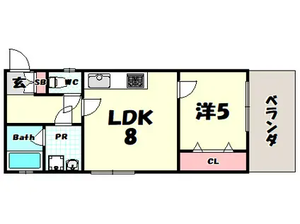ウエストコート3番館(1LDK/1階)の間取り写真