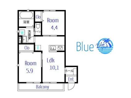 RANA KUSUNOKI(2LDK/1階)の間取り写真