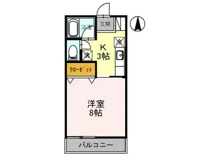 カンパーニュ(1K/1階)の間取り写真