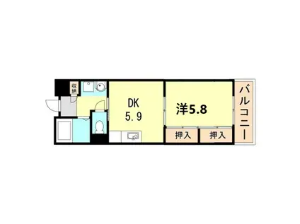 フェニーチェ・II(1DK/6階)の間取り写真