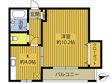 シーサイド扇田A棟(1K/2階)の間取り写真