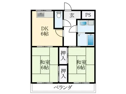 USモンテラーゼ(2DK/4階)の間取り写真