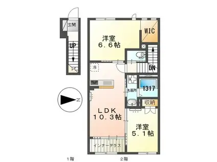 サクラーレ長坂(2LDK/1階)の間取り写真