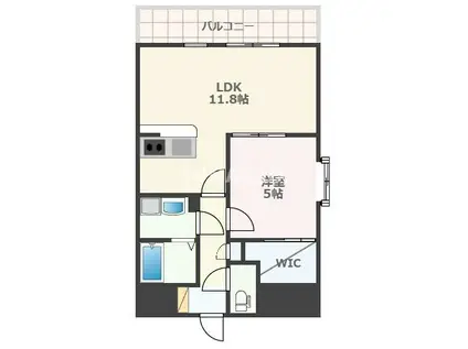 フィエスタ水前寺(1LDK/8階)の間取り写真