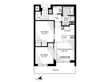 アトラス四谷本塩町(2LDK/2階)の間取り写真