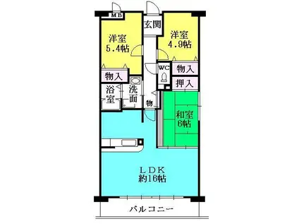 エドモンドヒルズ夙川(3LDK/3階)の間取り写真