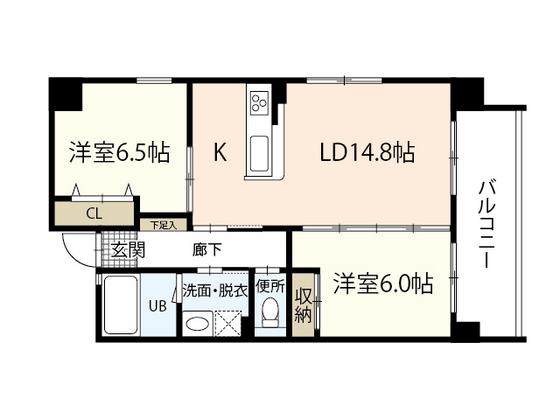 リバティーヒルズ竹本(2LDK/7階)の間取り写真