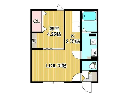 YS HIMMEL STELLE I(1LDK/1階)の間取り写真
