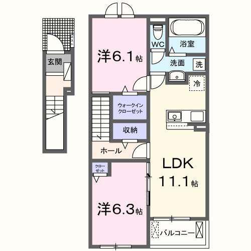 サンフォーエバー(2LDK/2階)の間取り写真