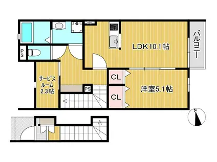 デュラカーサ コブシIV(1LDK/2階)の間取り写真