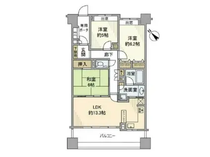 ライオンズマンション横濱元町キャナリシア(3LDK/3階)の間取り写真