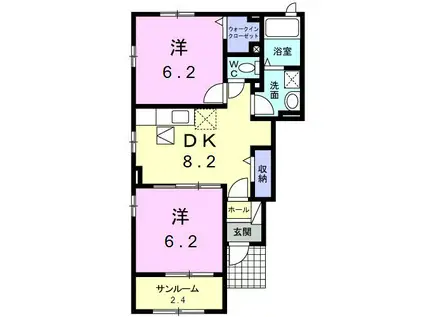 グランデ(2DK/1階)の間取り写真