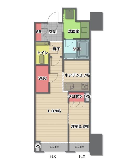 BRILLIA TOWER堂島(1LDK/7階)の間取り写真