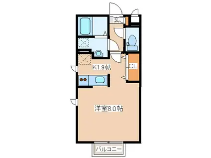 RUPIAH II(1K/1階)の間取り写真